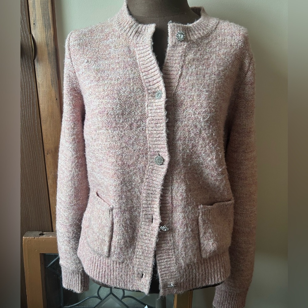 Women's Pink Sweater J Crew Shimmer holiday